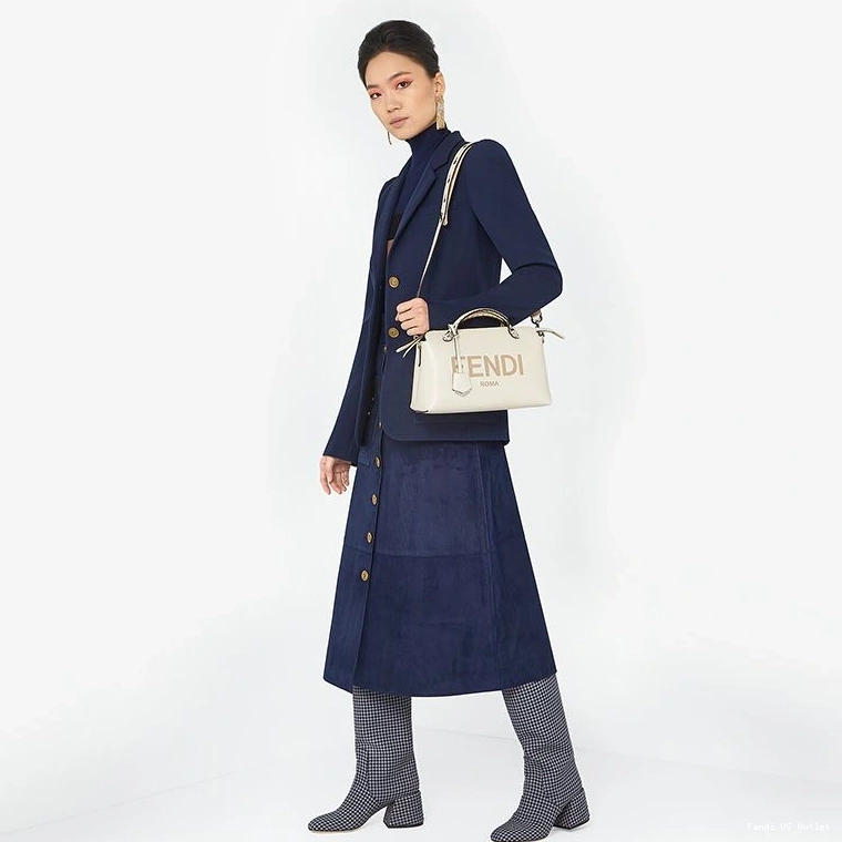 Affordable HOT Calf Bag Leather Medium In Way ROMA Logo White By Fendi The Boston 0711